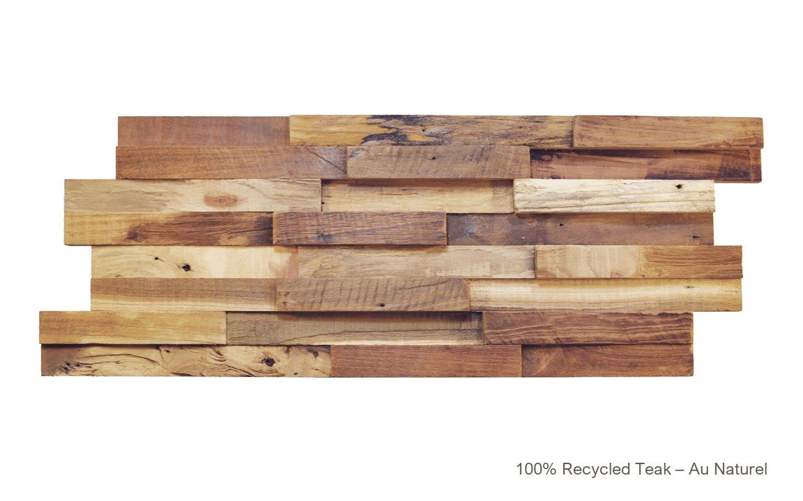 Recycled 3D Teakwood Wall Panels - Au Naturel
