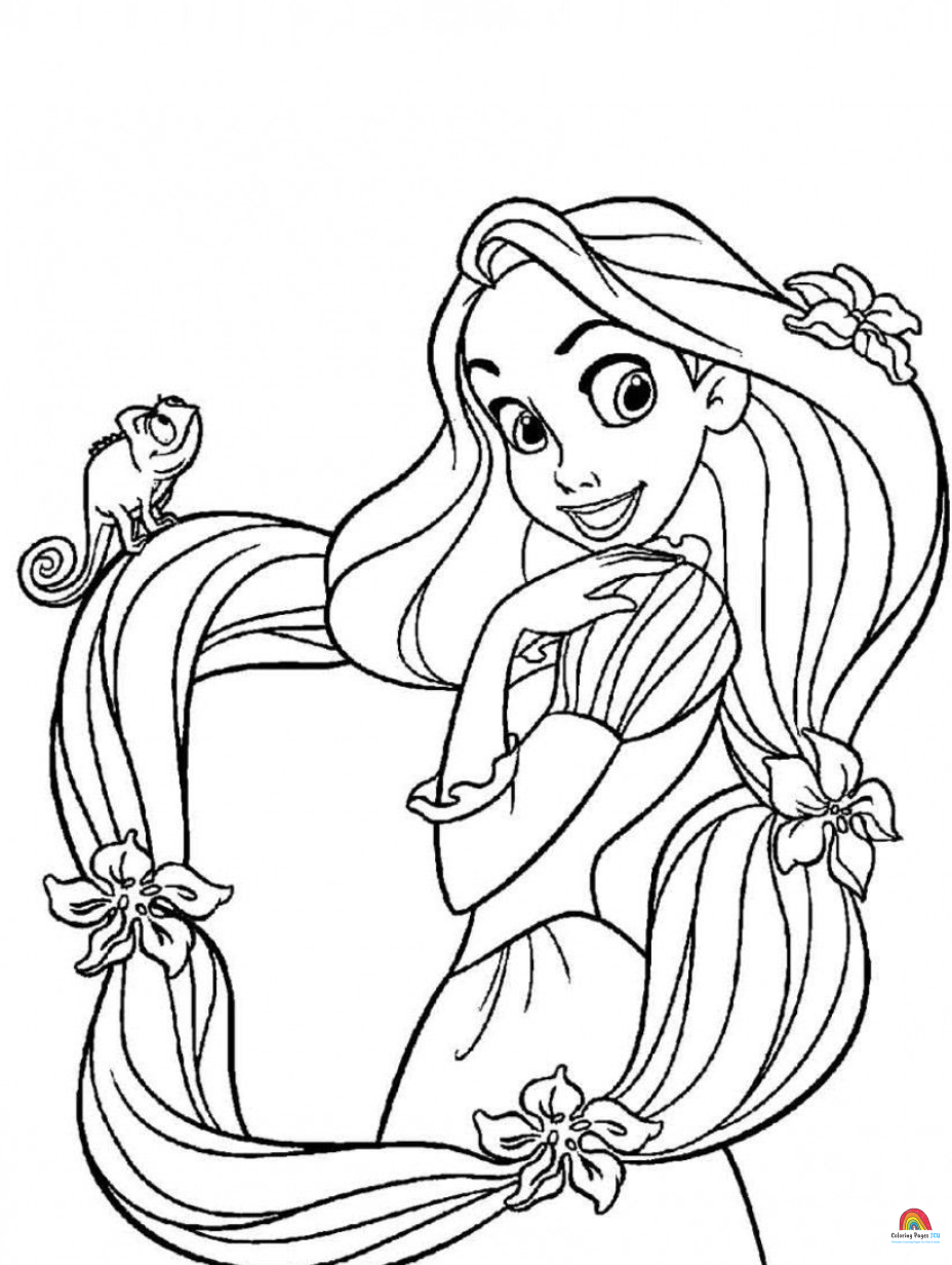 Princess in a ball gown and with a dog.Educational activity for children.  Printable coloring page for kids. Stock Vector | Adobe Stock
